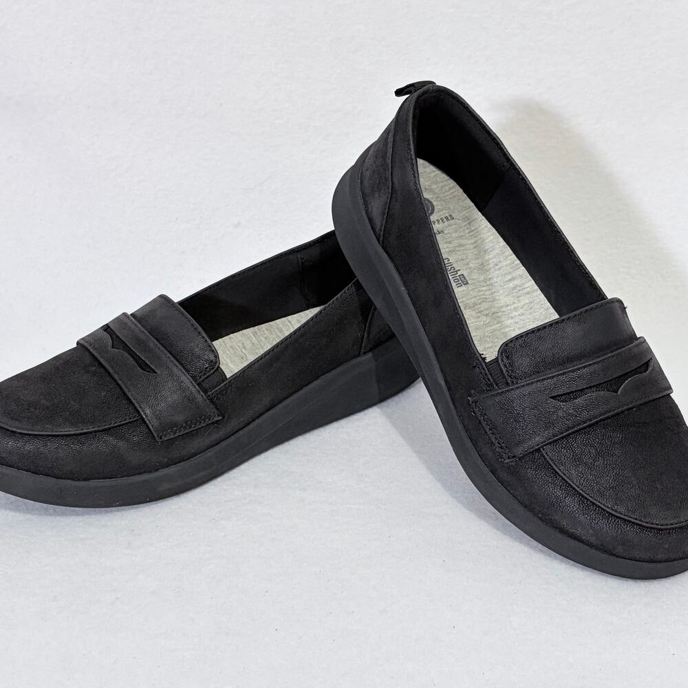 Clarks Cloudsteppers Shoes Womens 8 Black Cushioned Comfort Penny Loafer